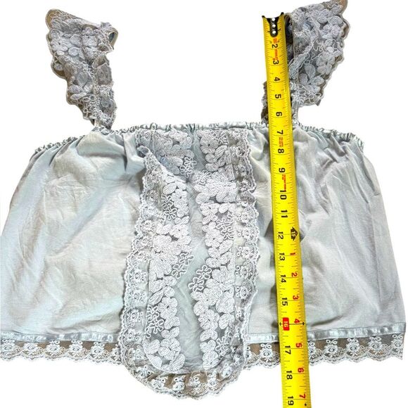 Anthropologie Tiny Daphne Lace Tank Blue Flutter Strap Womens Size Medium - Picture 11 of 12